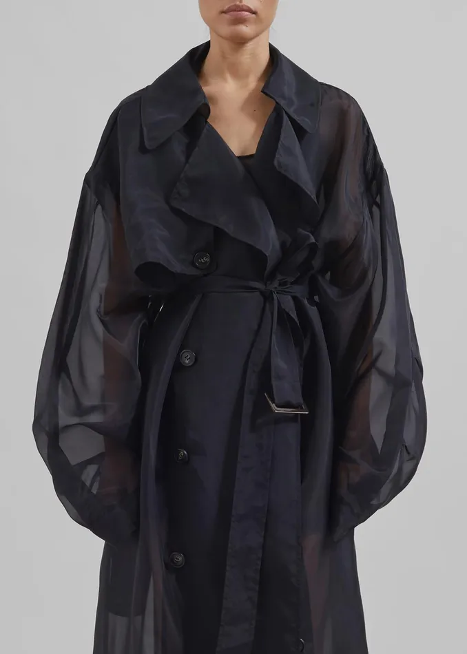Women Mavis Oversized Sheer Trench 8211 Black The Frankie Shop Outerwear