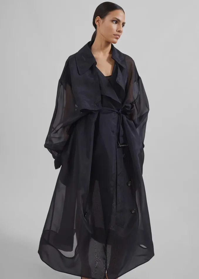 Women Mavis Oversized Sheer Trench 8211 Black The Frankie Shop Outerwear