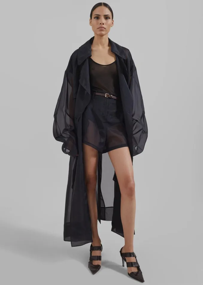 Women Mavis Oversized Sheer Trench 8211 Black The Frankie Shop Outerwear