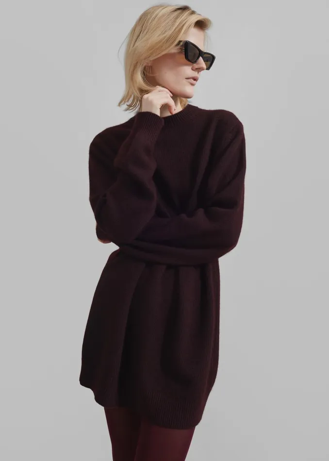 Women Maxime Knit Sweater Dress 8211 Dark Plum The Frankie Shop Knitwear