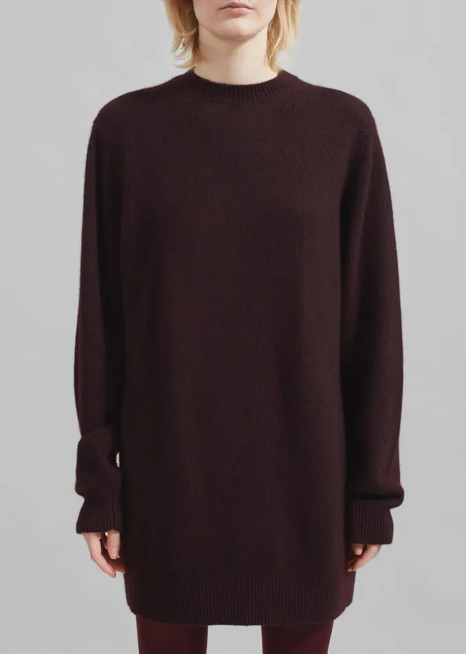 Women Maxime Knit Sweater Dress 8211 Dark Plum The Frankie Shop Knitwear