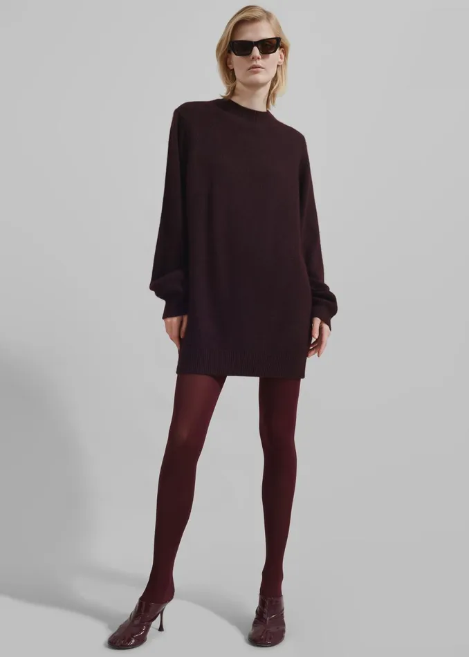Women Maxime Knit Sweater Dress 8211 Dark Plum The Frankie Shop Knitwear