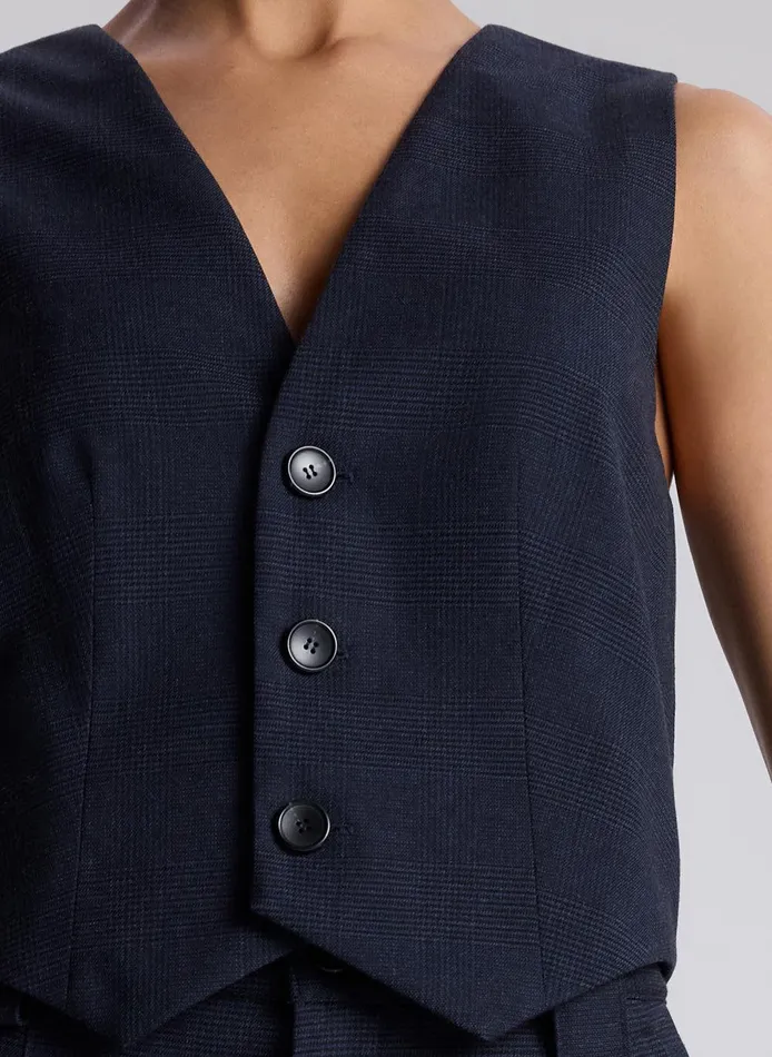 Women Maxwell Plaid Vest Navyblack ALC Jackets and Coats