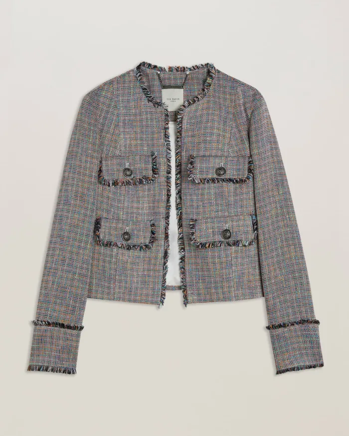 Women MAYUMI 8211 Tailored Boucle Cropped Open Jacket Black Ted Baker Coats and Jackets