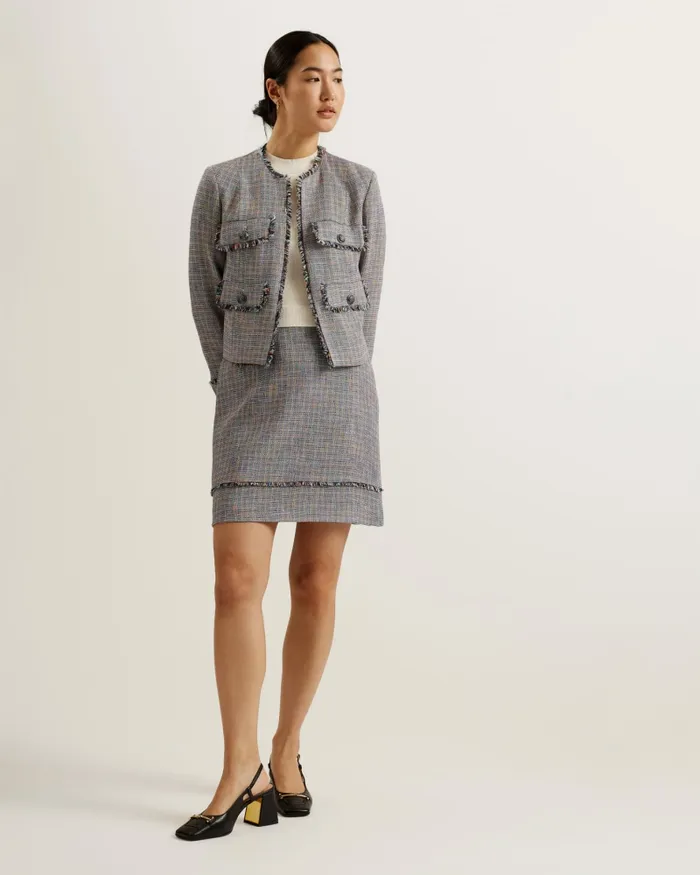 Women MAYUMI 8211 Tailored Boucle Cropped Open Jacket Black Ted Baker Coats and Jackets Women MAYUMI 8211 Tailored Boucle Cropped Open Jacket Black Ted Baker Coats and Jackets