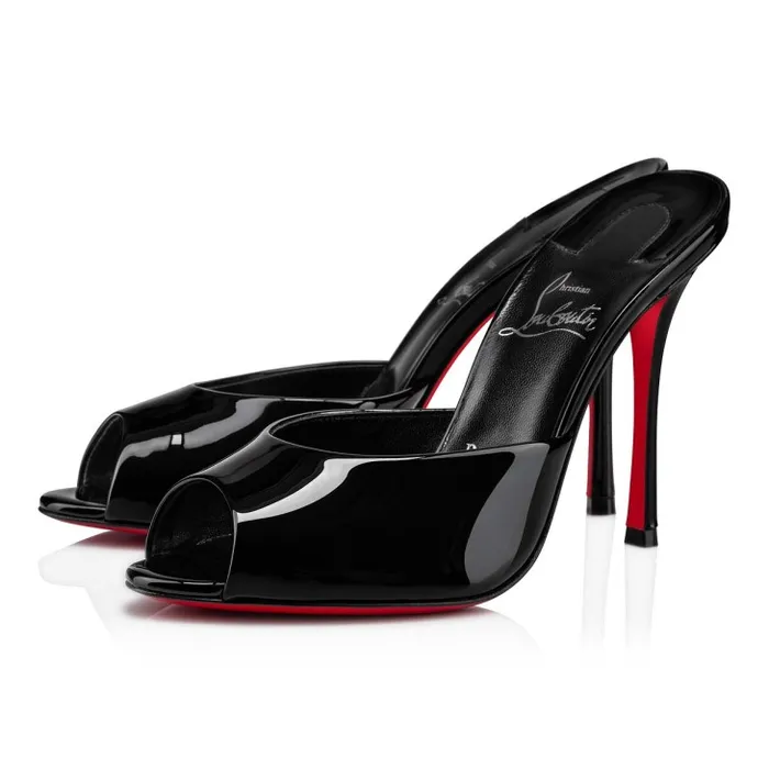 Women Me Dolly 100 Mm Mules 8211 Patent Calf 8211 Black Christian Louboutin Sandals and Slides