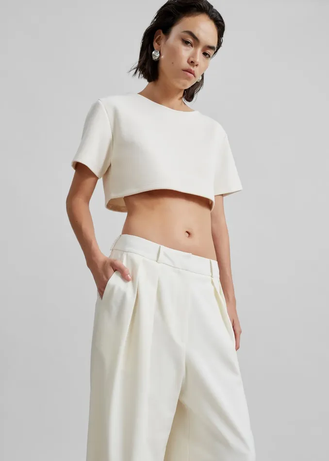 Women Meloe Crop Tee 8211 Beige The Frankie Shop Tops