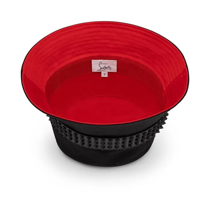 WomenMen Bobino Spikes Bucket Hat 8211 Canva And Spikes 8211 Black Christian Louboutin Hats