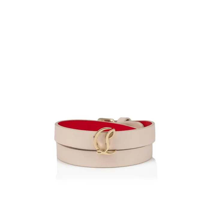 WomenMen CL Logo Double Bracelet 8211 Calf Leather 8211 Leche Christian Louboutin Bracelets