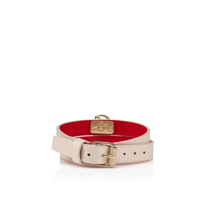 WomenMen CL Logo Double Bracelet 8211 Calf Leather 8211 Leche Christian Louboutin Bracelets