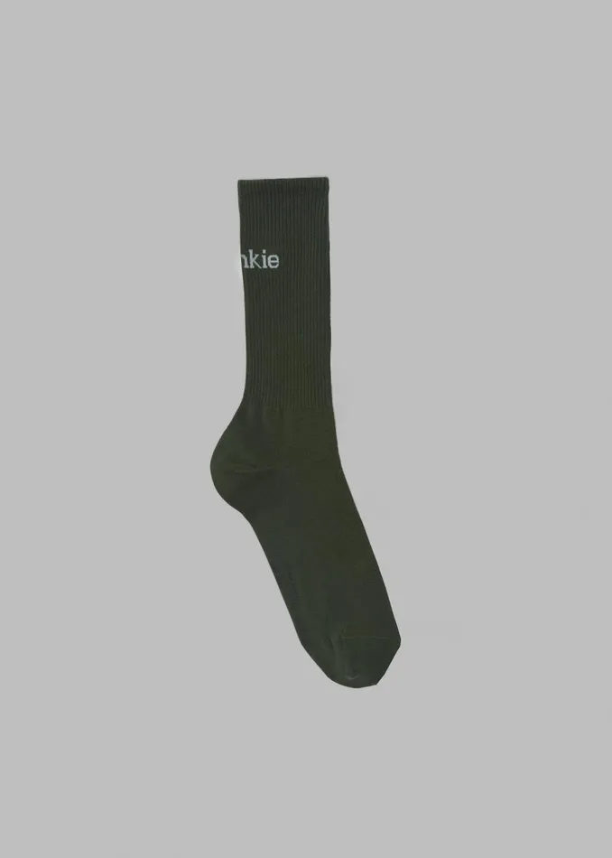 WomenMen Frankie In English Ribbed Socks 8211 Army Green The Frankie Shop