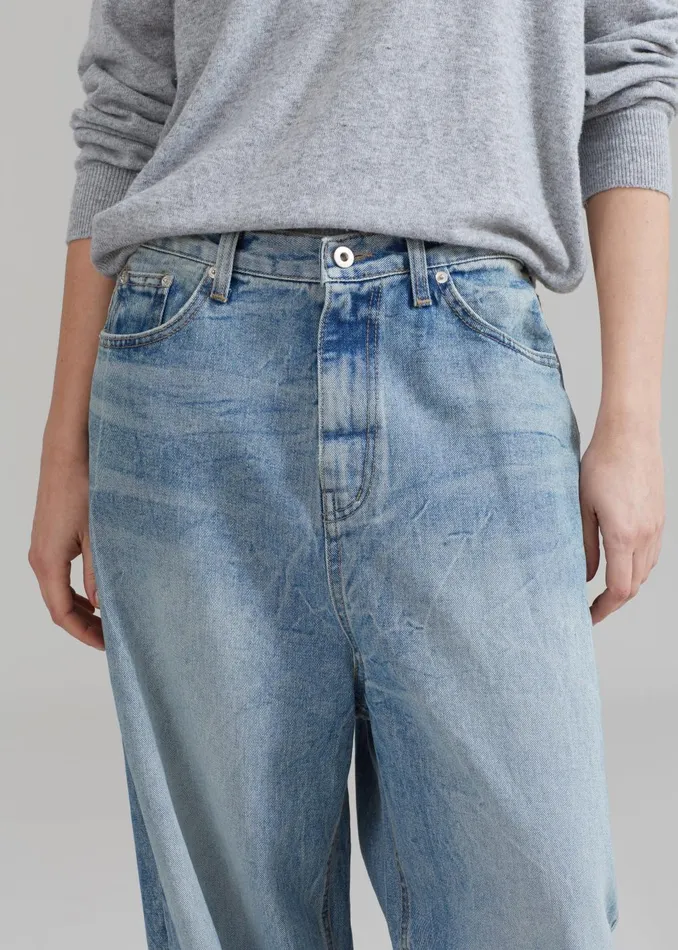 WomenMen Kane Wide Jeans 8211 Blue Wash The Frankie Shop Bottoms