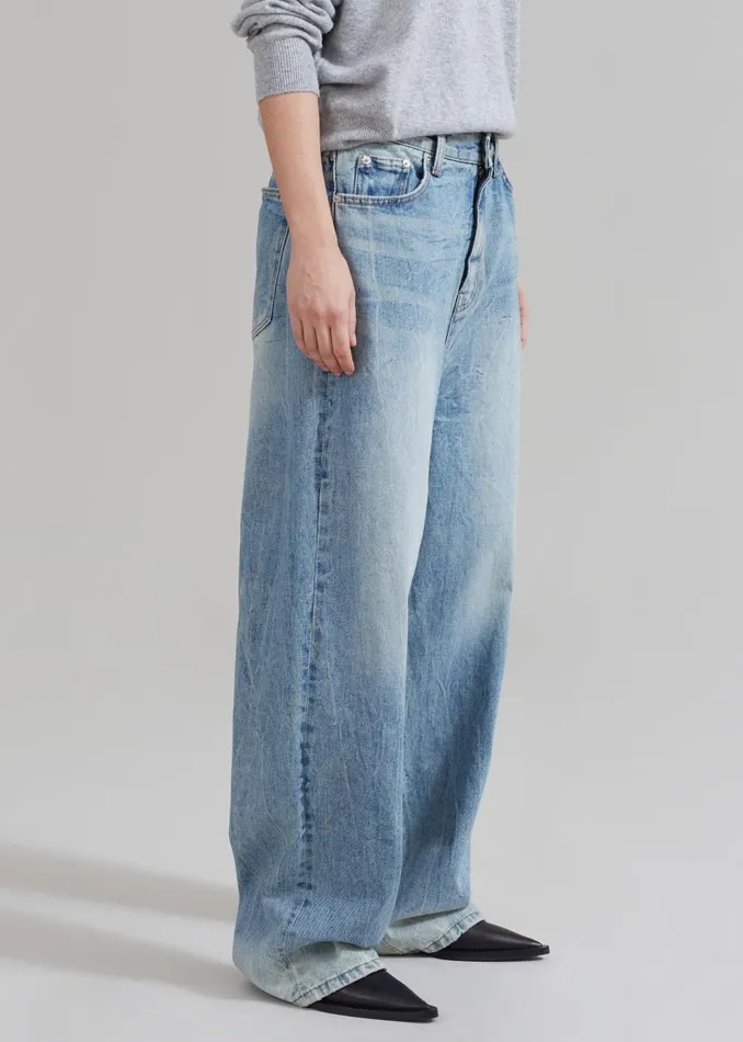 WomenMen Kane Wide Jeans 8211 Blue Wash The Frankie Shop Bottoms