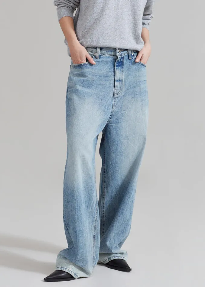 WomenMen Kane Wide Jeans 8211 Blue Wash The Frankie Shop Bottoms