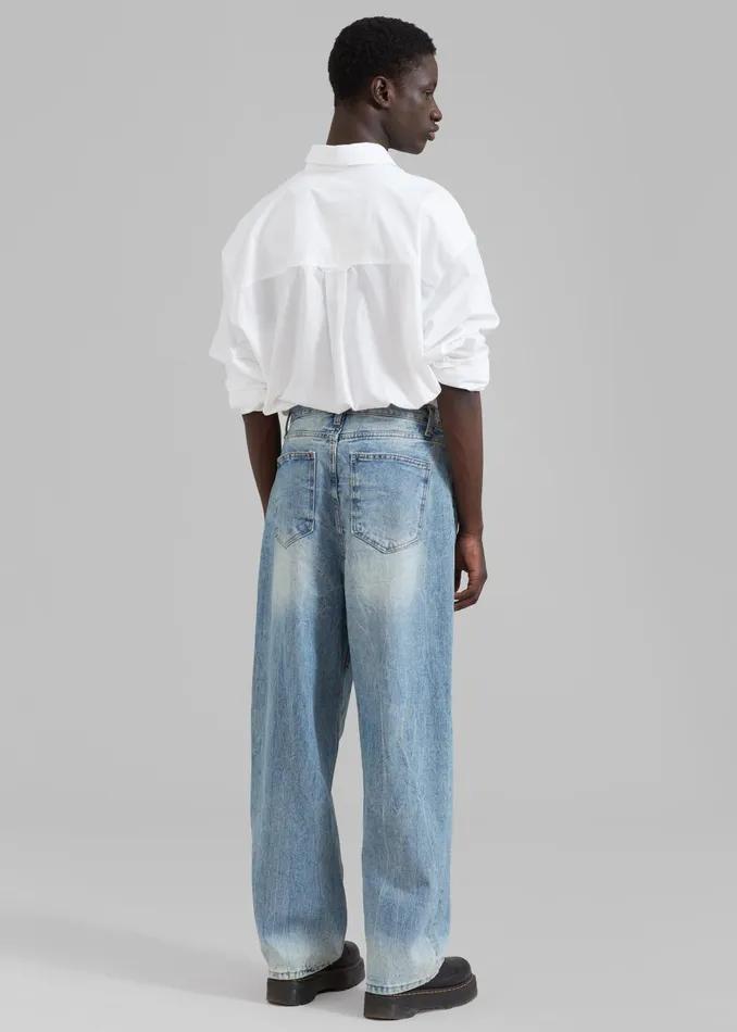 WomenMen Kane Wide Jeans 8211 Blue Wash The Frankie Shop Bottoms
