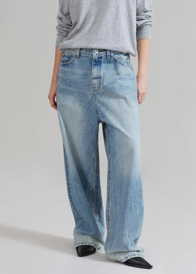 WomenMen Kane Wide Jeans 8211 Blue Wash The Frankie Shop Bottoms