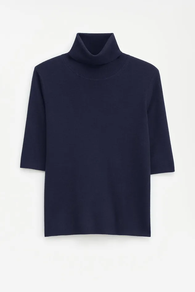 Women Merino Elbow Sleeve Top Navy Filippa K Knitwear