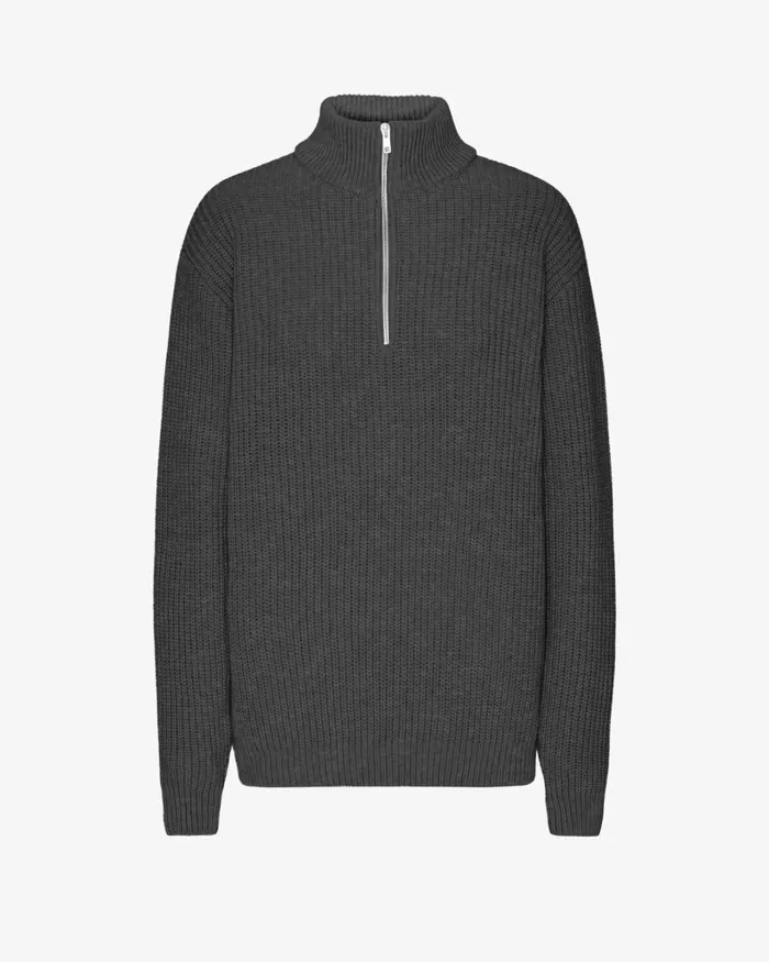 Women Merino Quarter Zip Lava Grey Colorful Standard Knit Sweaters