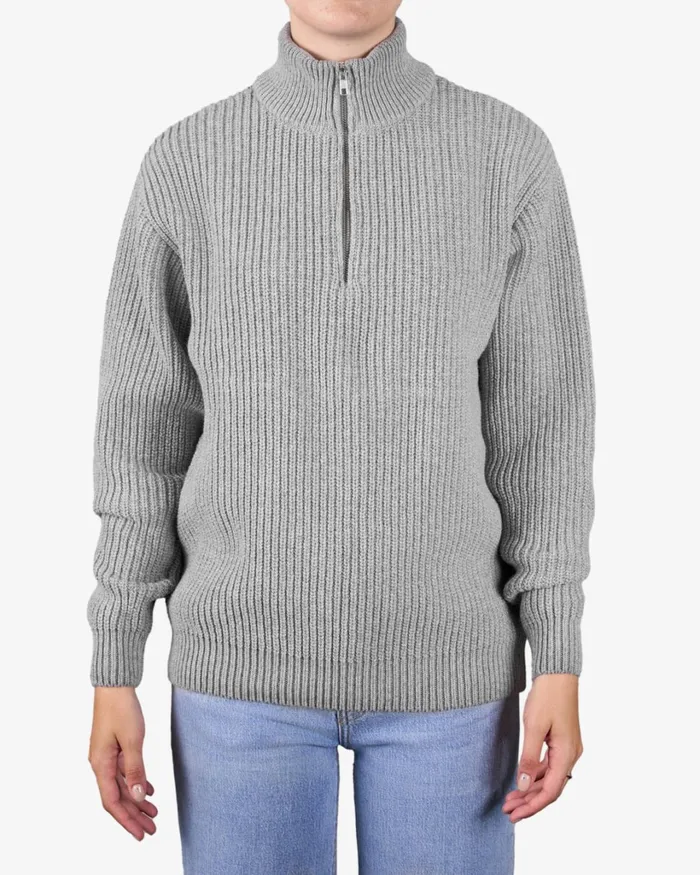 Women Merino Quarter Zip Lava Grey Colorful Standard Knit Sweaters