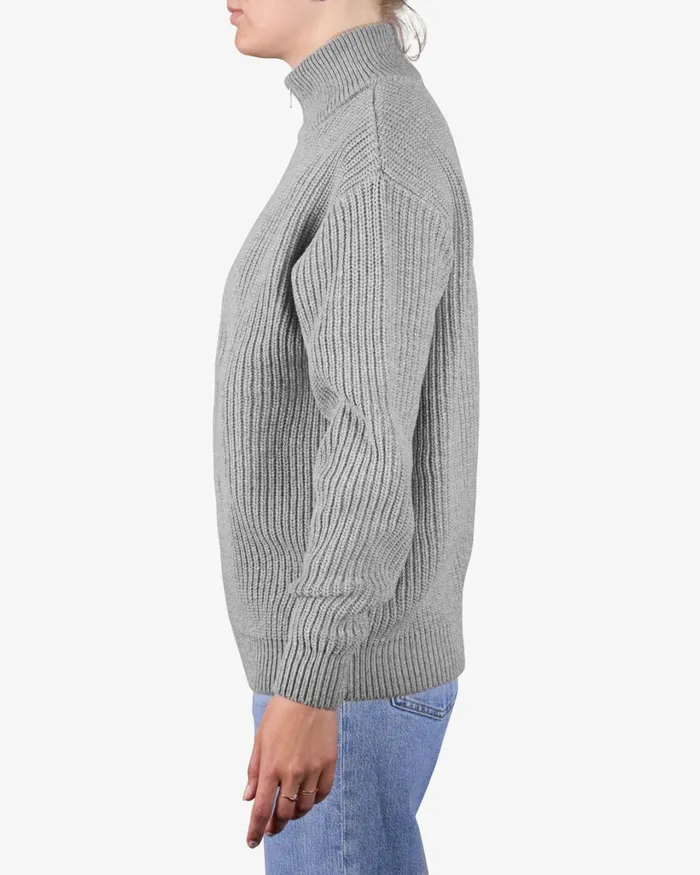 Women Merino Quarter Zip Lava Grey Colorful Standard Knit Sweaters