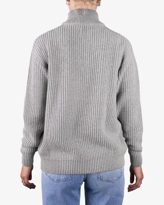 Women Merino Quarter Zip Lava Grey Colorful Standard Knit Sweaters