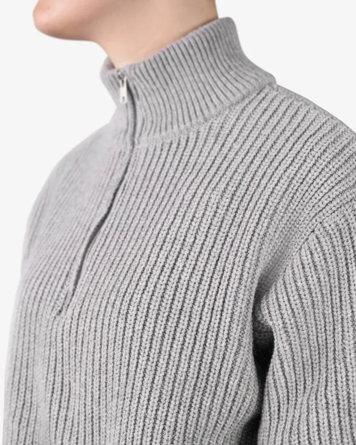 Women Merino Quarter Zip Lava Grey Colorful Standard Knit Sweaters