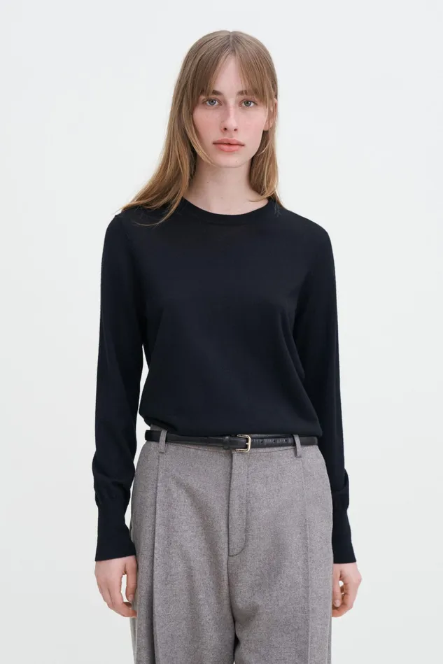 Women Merino RNeck Sweater Black Filippa K Knitwear