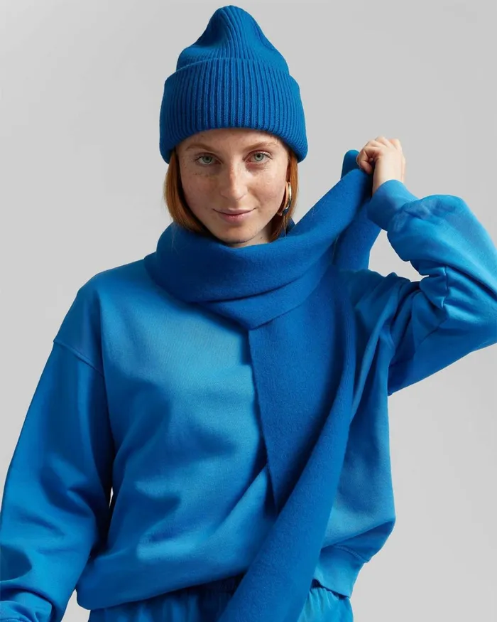 Women Merino Wool Scarf Navy Blue Colorful Standard Scarves
