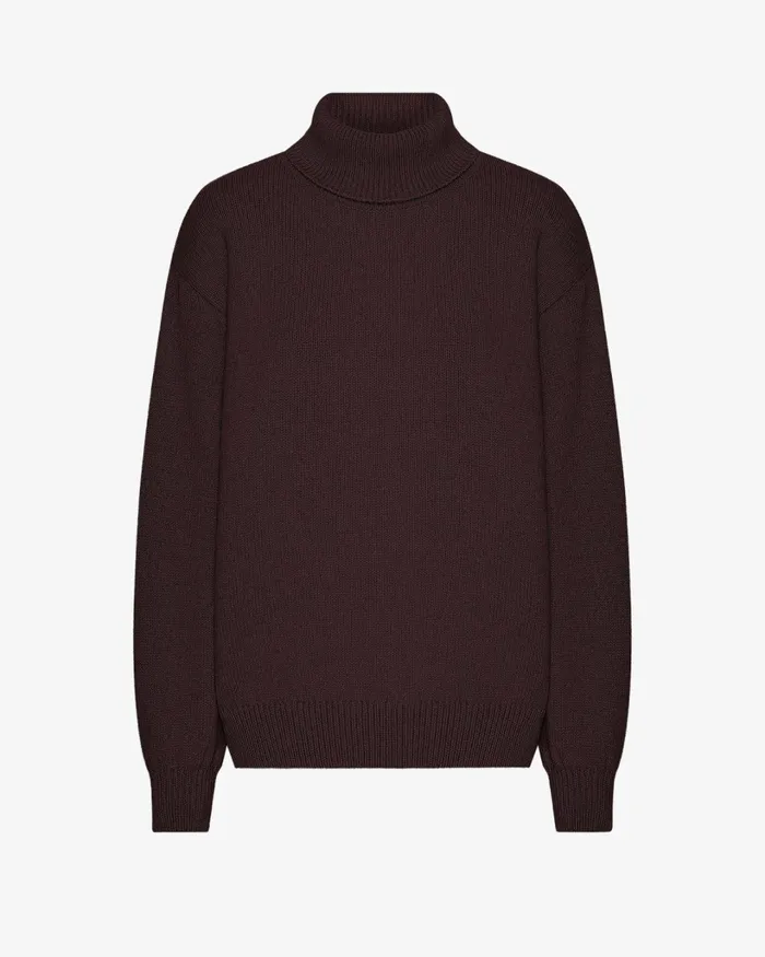 Women Merino Wool Turtleneck Oxblood Red Colorful Standard Knit Sweaters