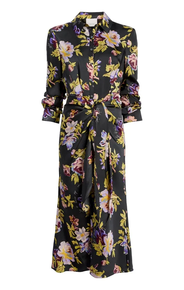 Women Midi Cinq Sept Brigitte Floral Jacey Dress Black Multi