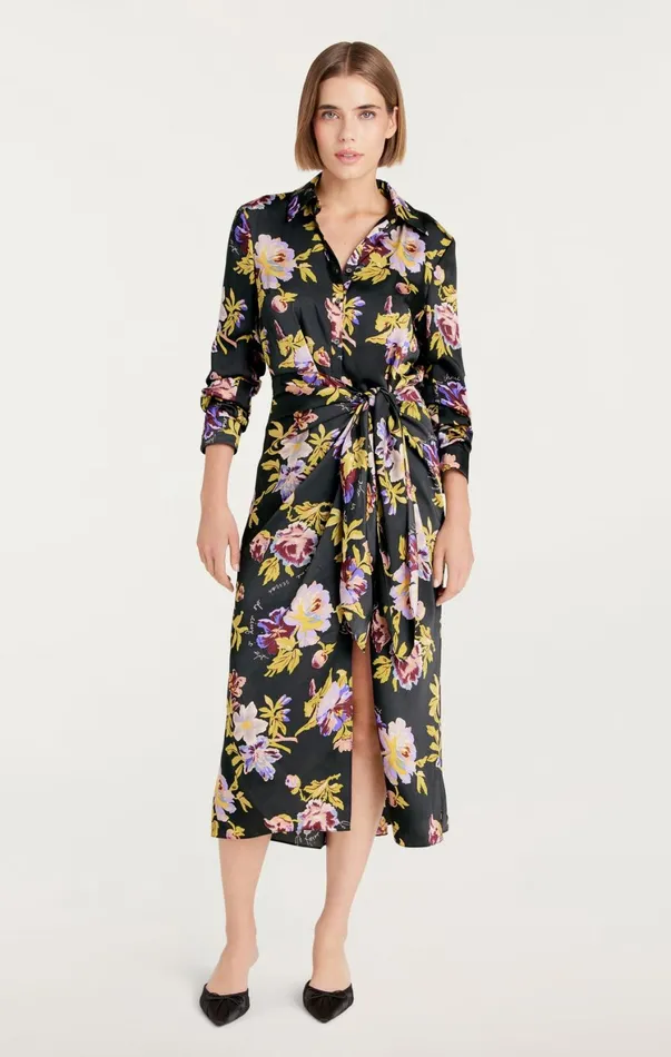 Women Midi Cinq Sept Brigitte Floral Jacey Dress Black Multi