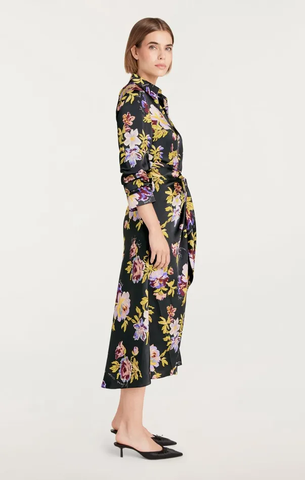 Women Midi Cinq Sept Brigitte Floral Jacey Dress Black Multi