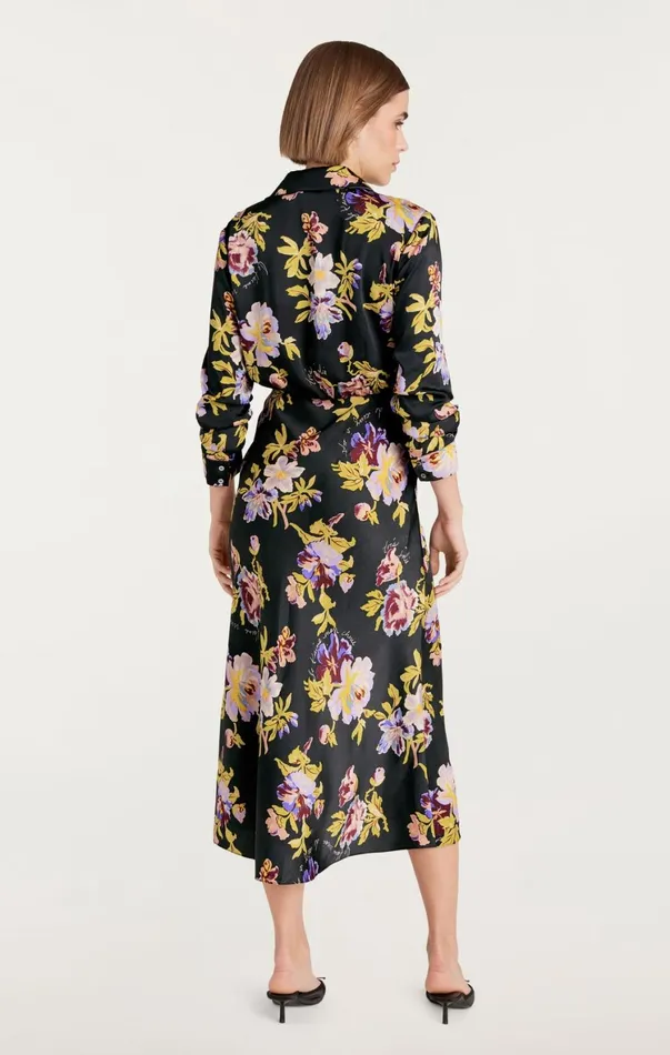 Women Midi Cinq Sept Brigitte Floral Jacey Dress Black Multi
