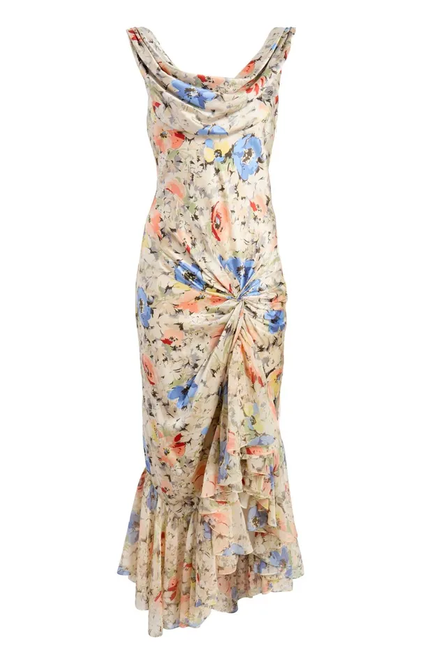 Women Midi Cinq Sept Ciara Dress Ivory Multi