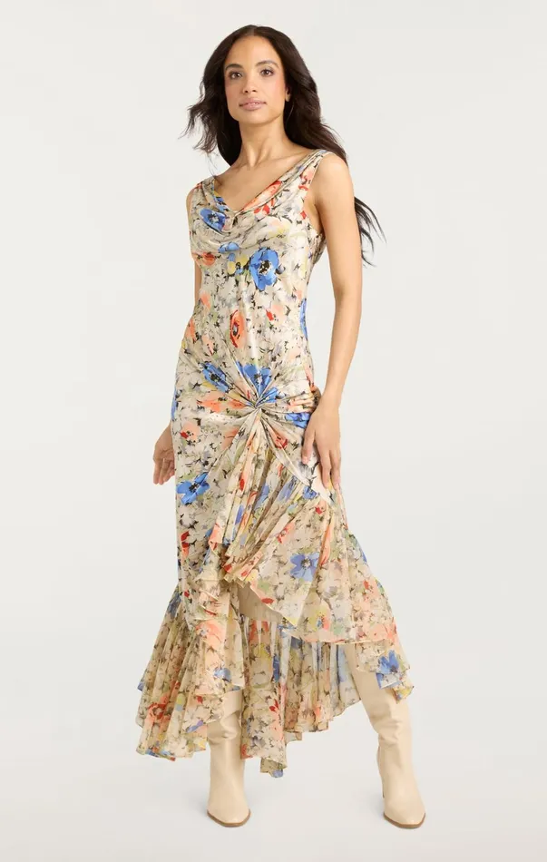 Women Midi Cinq Sept Ciara Dress Ivory Multi