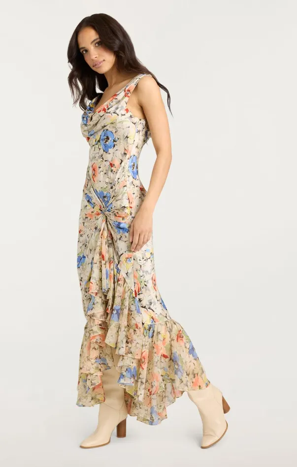 Women Midi Cinq Sept Ciara Dress Ivory Multi