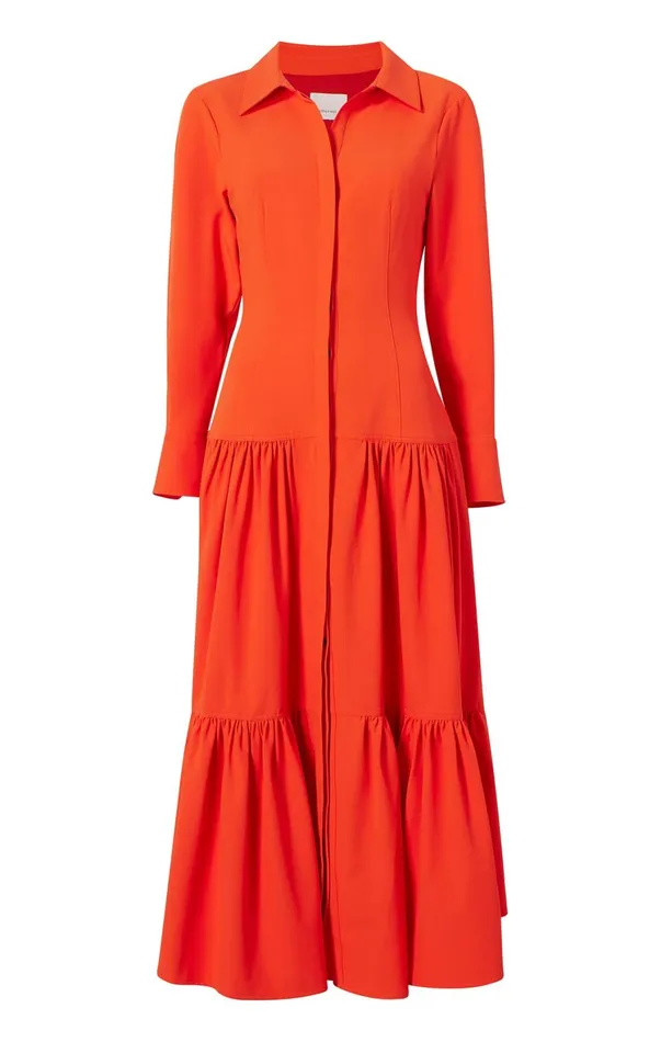 Women Midi Cinq Sept Foy Dress Lava