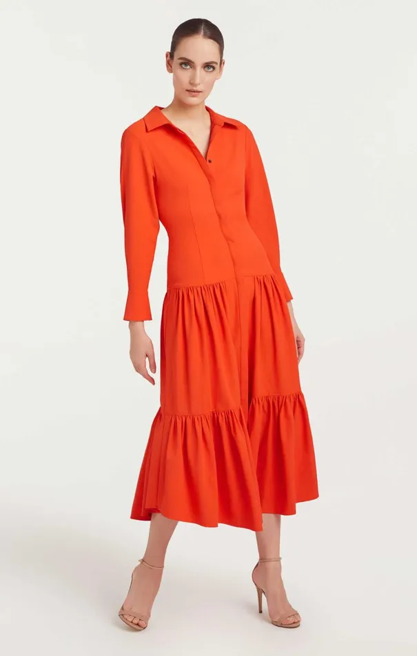 Women Midi Cinq Sept Foy Dress Lava
