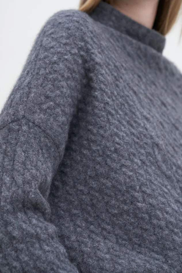 Women Mika Braid Sweater Mid Grey Melange Filippa K Knitwear