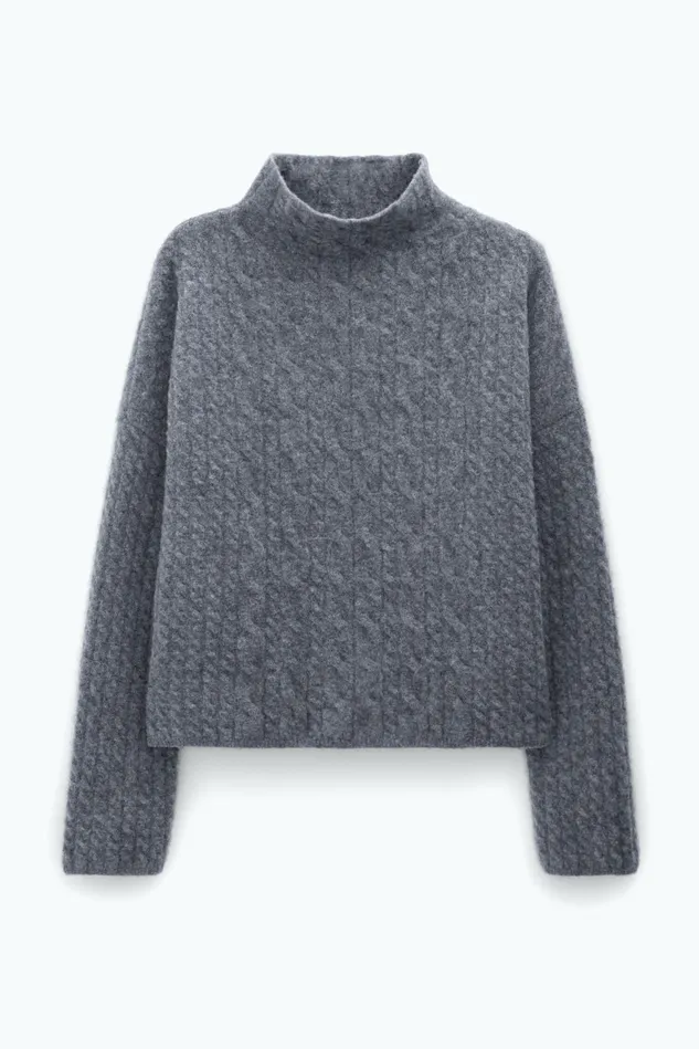 Women Mika Braid Sweater Mid Grey Melange Filippa K Knitwear
