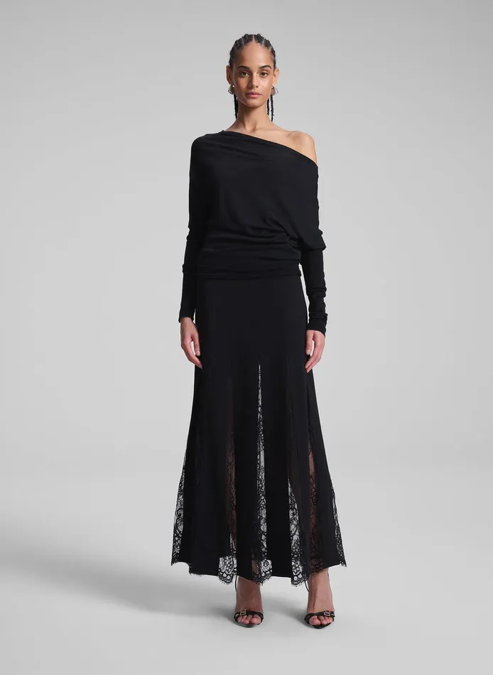 Women Mira Lace Midi Skirt Blackblack ALC Skirts
