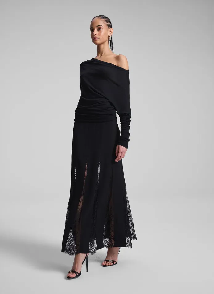 Women Mira Lace Midi Skirt Blackblack ALC Skirts