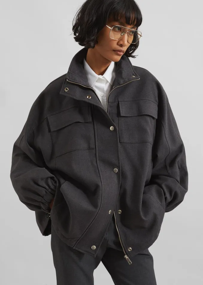 Women Monroy Utility Jacket 8211 Charcoal The Frankie Shop Outerwear