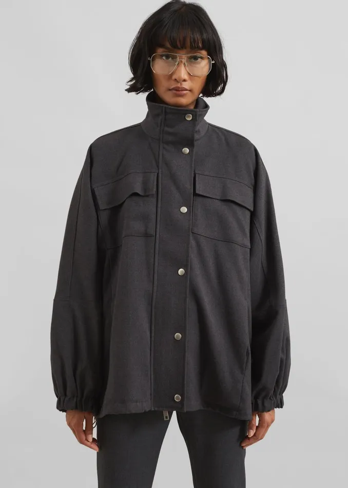 Women Monroy Utility Jacket 8211 Charcoal The Frankie Shop Outerwear