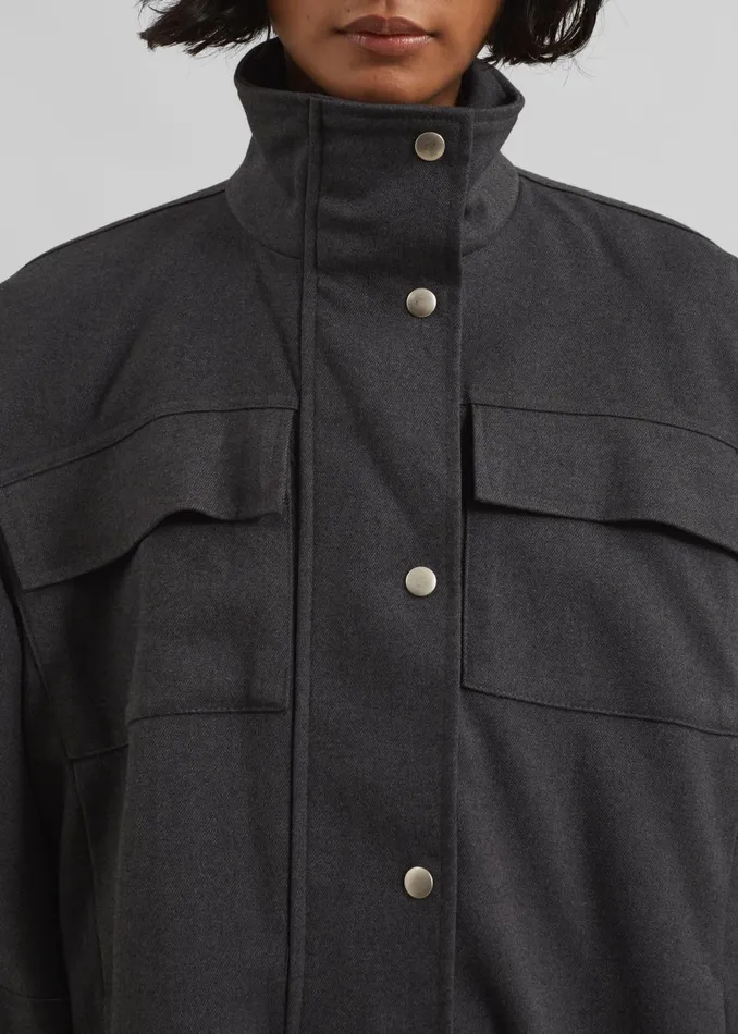 Women Monroy Utility Jacket 8211 Charcoal The Frankie Shop Outerwear