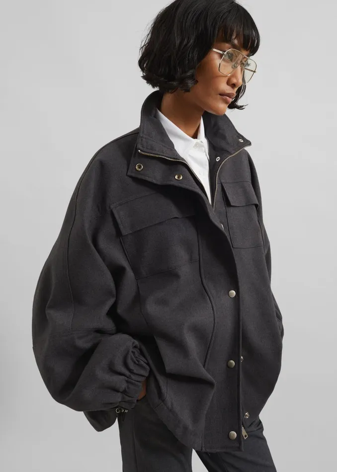 Women Monroy Utility Jacket 8211 Charcoal The Frankie Shop Outerwear