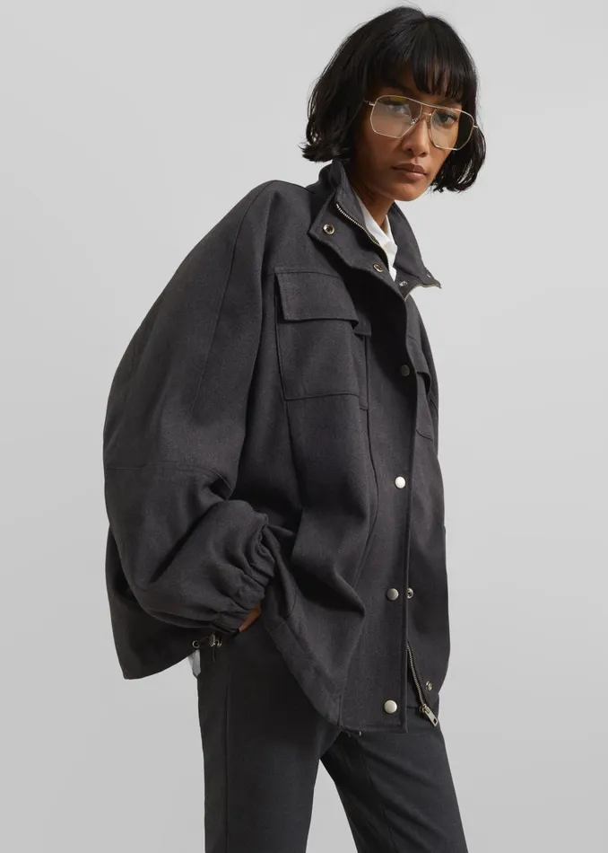 Women Monroy Utility Jacket 8211 Charcoal The Frankie Shop Outerwear
