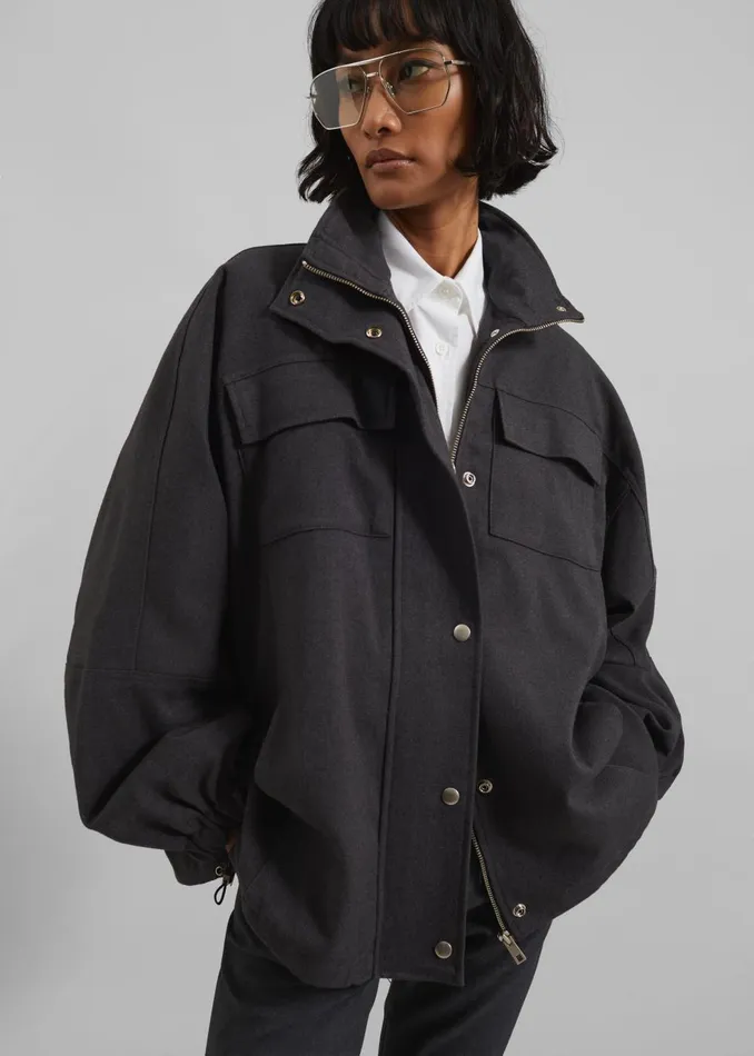 Women Monroy Utility Jacket 8211 Charcoal The Frankie Shop Outerwear