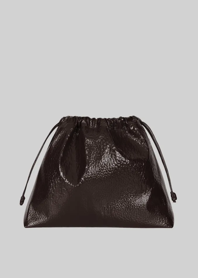 Women Morgan Crackled Faux Leather Large Pouch 8211 Brown The Frankie Shop