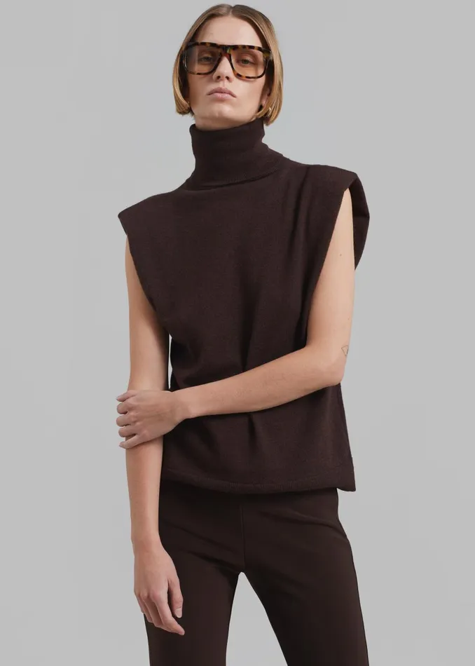 Women Nadia Thin Padded Sleeveless Turtleneck 8211 Brown The Frankie Shop Knitwear